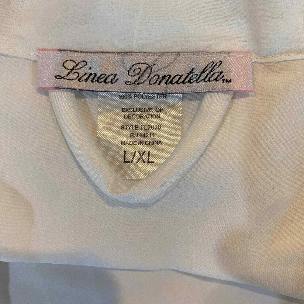 Linea Donatello Satin Robe L/XL White Polyester Open Applique Sequined BRIDE - Picture 8 of 12
